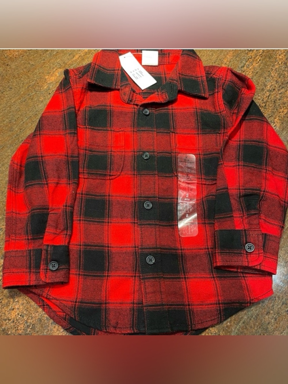 GAP KIDS -  Red & Black Plaid Button-Up Shirt - NWT